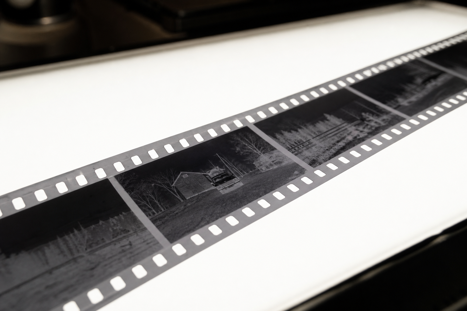 Striscia di negativi su lightbox